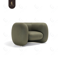 Nordic Minimalist Designer Hotel Villa Möbel Holzrahmen Braun Stoff Lounge Wohnzimmer Einzels ofa Stühle Set