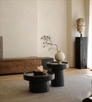Meubles de salon de style nordique Idao, table basse ronde en noyer noir, tables d'appoint modernes en bois massif, luxe