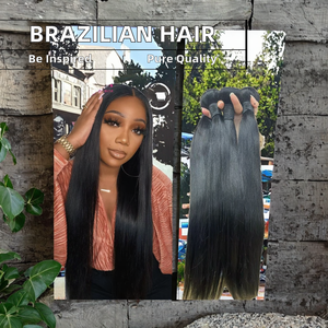 Extensiones de cabello humano Remy brasileño de Color 1B Natural, paquetes rectos de 10-36 pulgadas, tejido de cabello trenzado de doble trama - Product Image 2