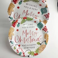 Ensemble de vaisselle jetable à thème holly pour Noël, assiettes en papier, fournitures pour fêtes de famille, décoration de table pour la maison, fête de Noël