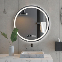 Miroir LED Rond Moderne Mural avec Écran Tactile, Miroir Connecté pour Salle de Bain avec Éclairage LED