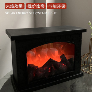 Cheminée électrique Popior, style rustique, décorative, autoportante, en plastique, avec effet de flamme LED, unité de chauffage - Product Image 3