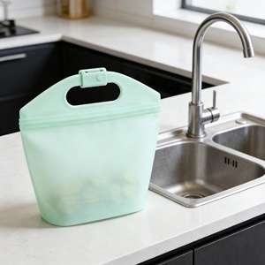 Silicone <b>Reusable</b> Transparent Square Kitchen Food Storage <b>Bag</b> Leakproof Dishwasher Eco Friendly Non Toxic <b>Freezer</b> Safe - Product Image 1
