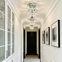 Lámpara de Techo Moderna de Lujo con Cristales en Forma de Flor, Lámpara Colgante Francesa para Pasillo, Tamaño Mediano, LED, Hierro, para Dormitorio o Corredor