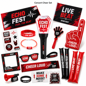 Fan Support Cheer Items Custom Foam Hand Clapper Wristband Sticker Lanyard For Music Festival Concert Party Giveaway Pack - Product Image 1
