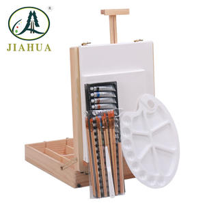 Chevalet de table en bois JiaHua, type boîte, avec tiroir, pliable, pour <span class=keywords><strong>peinture</strong></span>, ensemble de <span class=keywords><strong>peinture</strong></span> acrylique 18 couleurs, modèle - Product Image 2