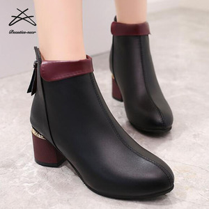 Stivali Invernali da <span class=keywords><strong>Donna</strong></span> con Tacco Alto, Scarpe da Lavoro, <span class=keywords><strong>Stivaletti</strong></span> alla Caviglia per l'Autunno - Product Image 5
