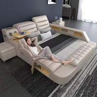 Schlafzimmer möbel Designer Leder Luxus King Queen Size moderne Jungen Mädchen Holz Multifunktion speicher Massage High-End-Bett-Set