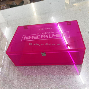 Venta al por mayor paquete de impresión tapa con bisagra abatible personalizar San Valentín lujo acrílico bebé azul neón Rosa Cajas de Regalo para regalo - Product Image 2