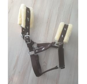 LLT Harnais de cheval en nylon brun durable avec rembourrage blanc et motif logo, style western, modèle de selle en cuir synthétique LLTHL-6008 - Product Image 1