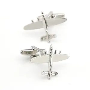 New Combat Plane Cufflink Fancy Shirts Button Accessory Men's Jewelry Silver Color Helicopter AirCraft Tie Clip Cuff Link Set