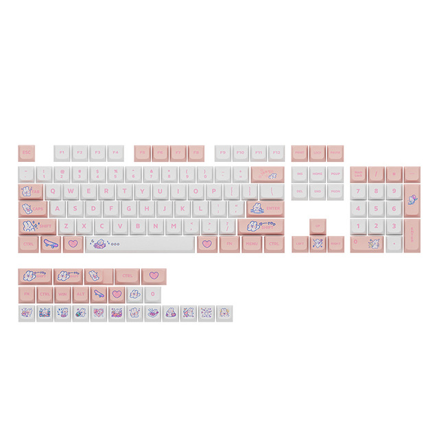Theme Vapor Rabbit XDA Profile 129keys PBT Dye Sublimation Keycaps Set PBT Keycap for Mechanical Keyboard
