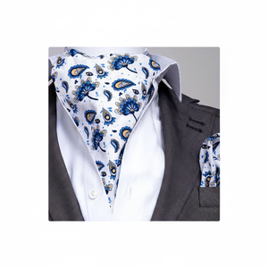 Ensemble de mouchoirs à motifs châle bleu blanc pour hommes - Product Image 2