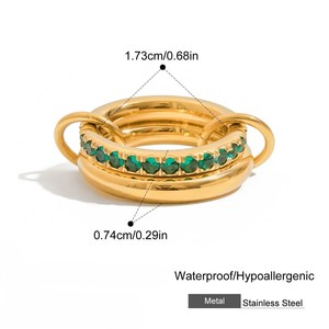 Anillos de Moda Bohemia Modernos Chapados en Oro de 18K, Joyería Multicolor en Capas con Circonitas, Tallas <span class=keywords><strong>5</strong></span> 6 7 8 9 10 para Mujer - Product Image 3