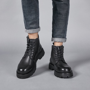 Botas de Trabajo de Cuero Genuino para Hombre, con Cierre de Cremallera, Resistentes a Impactos, Antideslizantes, Resistentes al Desgaste, para Senderismo y Trekking en Otoño e Invierno - Product Image 1