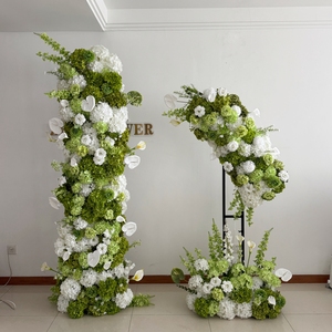 Accessoires de photomaton : Hortensias vert foncé <span class=keywords><strong>Venus</strong></span>, Roses roses, Fleurs artificielles, Ranunculus, Housse de coussin, Fleurs pour arche de toile de fond pour mariages - Product Image 6
