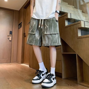 Shorts cargo d'été pour hommes 100% polyester Pantalons de sport décontractés Taille élastique Taille mi-haute Motif uni Tissage tricoté - Product Image 3