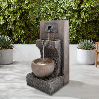 Bronze extérieur caractéristique de l'eau pierre mur fontaine résine artisanat décoratif pompe électrique cascade pour l'utilisation de jardin