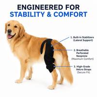 PETSGUARD Attelle Professionnelle pour Genou de Chien, Système de Sangle Dorsale pour L'AVC et L'ACL des Pattes Arrière, en Polyester Respirant Perforé Anti-Rayures