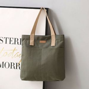 Sac fourre-tout de voyage et de shopping simple et portable de grande capacité, avec logo personnalisé, nouveau sac en toile tissée avec poignée en coton, réutilisable - Product Image 3