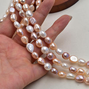 Handmade DIY <b>Loose</b> 9-10mm Natural Freshwater White <b>Pearl</b> Black Two-Sided Glossy Side Baroque Irregularity for Creative Projects - Product Image 3