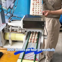 Machine à fabriquer des brochettes en bambou Jinchin pour bœuf, agneau, poulet et calmar - Haute capacité 1800-3000 pièces/h 220V/380V