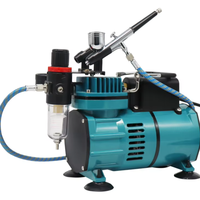 Kit de compresseur d'aérographe TC-862K 1/6HP Pompe à air sans huile à piston avec double ventilateur