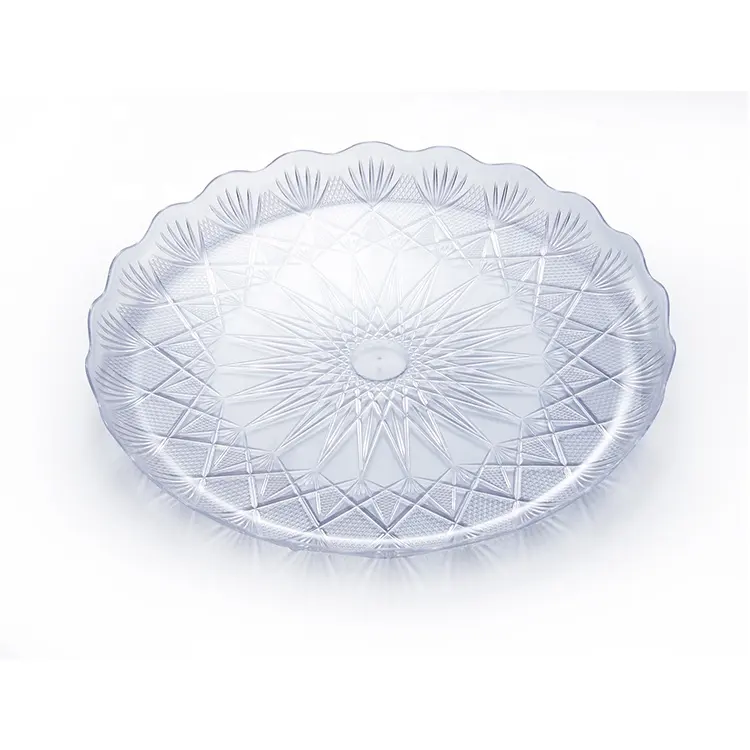 Fabrikdirektverkauf Unterstützung jegliche Form klar Kristallkuchen Teller-Set Frucht runde Teller