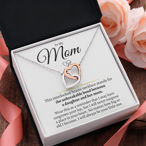 DAIHE mode acier inoxydable Zircon Double coeur <span class=keywords><strong>collier</strong></span> mère <span class=keywords><strong>collier</strong></span> cadeaux <span class=keywords><strong>pour</strong></span> la fête <span class=keywords><strong>des</strong></span> mères - Product Image 1