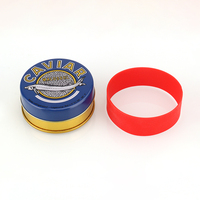 Vente chaude 30g 50g 100g 125g 250g 500g 1oz 2oz 4oz 8oz 16oz Emballage de boîte en métal vide rond de caviar avec élastique