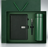 Ensemble cadeau de carnet en cuir d'entreprise avec thermos à LED, logo personnalisé, journal de luxe, boîte cadeau promotionnelle avec stylo
