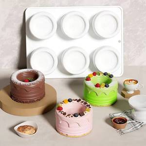 MUYULINS Factory 9-Cavity Round Hollow LFGB Non-Stick BPA Free <b>Silicone</b> Mousse Cake Mold Suitable for Dessert Shops - Product Image 1