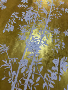 Decorazione Murale di Lusso in Foglia d'Oro Dipinta a Mano Stile Cineseria con Uccelli Dorati e Fiori <span class=keywords><strong>Carta</strong></span> <span class=keywords><strong>da</strong></span> <span class=keywords><strong>Parati</strong></span> per Soggiorno di Lusso - Product Image 6