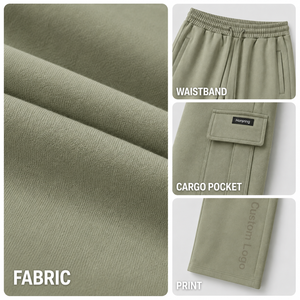 Pantaloni Cargo da Donna all'Ingrosso, in Maglia, a Gamba Larga, con Coulisse, Vita Elastica, Tasche e Stampa Tonal, Casual - Product Image 4