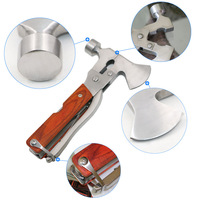 Hache de survie multifonctionnelle portable avec manche en bois pour le camping en plein air, équipement de survie, hachette, marteau