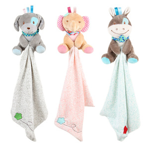 Cute Animal Design coperta di sicurezza neonato Lovey Toy Baby Short peluche Comfort asciugamano con imbottitura in cotone PP - Product Image 1