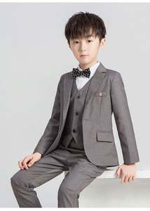 Ensemble de 3 pièces de costume formel pour enfants : Blazer + Gilet + Pantalon – Tenue 3 pièces pour garçons, idéal pour mariage, fête, performance au piano, ou costume d'hôte - Product Image 4