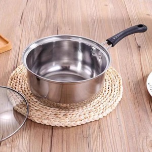 Stainless Steel Milk <b>Pot</b> 201 Material Single Handle With Lid Induction Compatible For Cooking Porridge <b>Soup</b> Household Use - Product Image 1