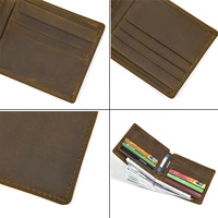 Dompet Kulit Sapi Asli Pria, Dompet Pendek Kulit Sapi, Tempat Kartu, Khorse Pendek, Kulit Kuda Gila Sederhana, Cokelat