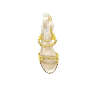 Sandalias de tacón de aguja <span class=keywords><strong>con</strong></span> correa delgada y cadena de diamantes de imitación, punta cuadrada, para fiesta, venta al por mayor OEM ODM - Product Image 2