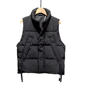 Wholesale Custom logo Men's Women's Polyester Wadding Turtleneck Front <b>Waterproof</b> Winter Outdoor <b>Warm</b> Thick Sleeveless <b>Jacket</b> - Product Image 2
