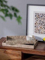 Vente en gros de plateau de service personnalisé pour hôtel plateau en cuir galuchat grand plateau de cuisine pour fruits nourriture et assiettes