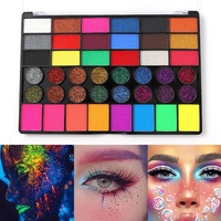 Cat Warna Wajah & Tubuh 42 Warna, Kit Palet Lukis Wajah Krim Besar, Cat Wajah Non-Toksik Hipoalergenik untuk Halloween SFX Spesial