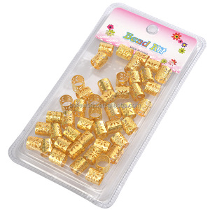 BELLEWORLD <span class=keywords><strong>Tube</strong></span> Perles Anneaux en argent doré pour tresses Bijoux Anneau Dreadlock Perles Réglables Tresse Poignets Perles de cheveux - Product Image 5