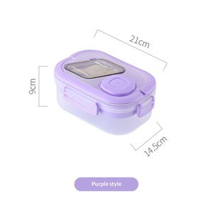 Boîte à lunch double couche de style minimaliste, portable, carrée, pour étudiants, compatible micro-ondes - Product Image 3