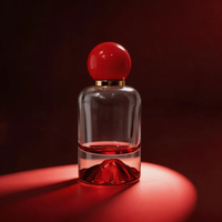 Flacon pulvérisateur de parfum de luxe en verre à fond rond et extrémité épaisse 50 ml avec bouchons colorés pour crème visage, mascara et faux cils - MZY