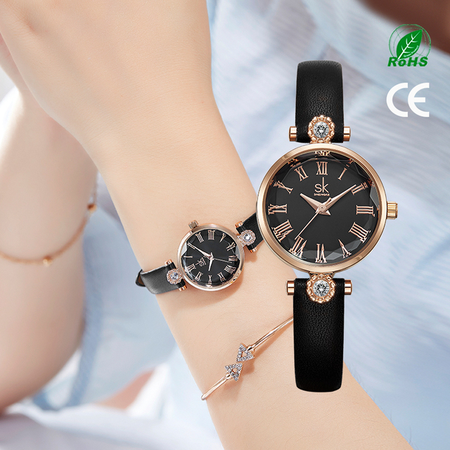 SK Stylish Simple Quartz Watch for Ladies Cuir Montre De Luxe Pour Femmes Hand Clock Watch Cheap Wristwatch