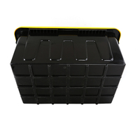Bacs de rangement multifonctions 100L Couvercle jaune Base noire Grande boîte de rangement en plastique robuste