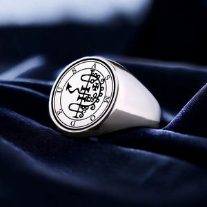 Anillo de Acero Inoxidable R678, Llave Menor de Salomón, Sello de Asmodeus, <span class=keywords><strong>Ars</strong></span> <span class=keywords><strong>Goetia</strong></span>, Amuleto, Talismán, Joyería, Anillos Grabados con Láser - Product Image 4