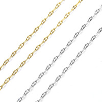 Tahan air baja tahan karat berlapis emas 0.4mm kawat 3.7*2.0mm rantai bibir kerajinan memangkas rantai tautan untuk DIY pembuatan gelang kalung